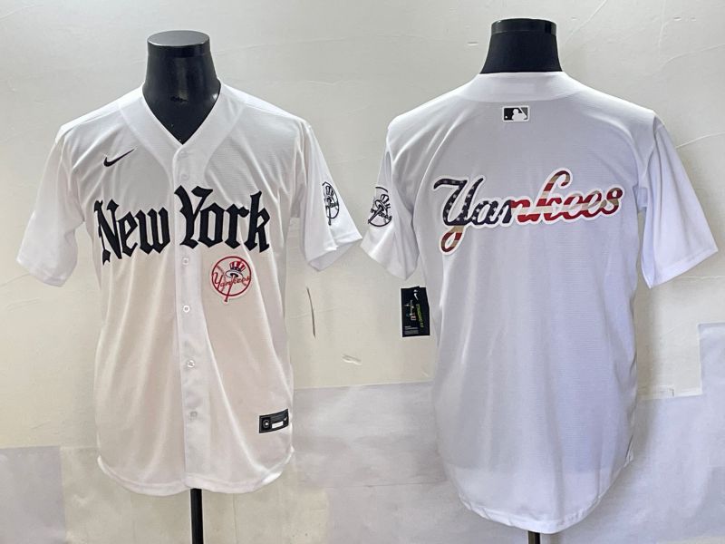 Men 2025 New York Yankees Blank White Five generations Joint Name Nike MLB Jersey style 116